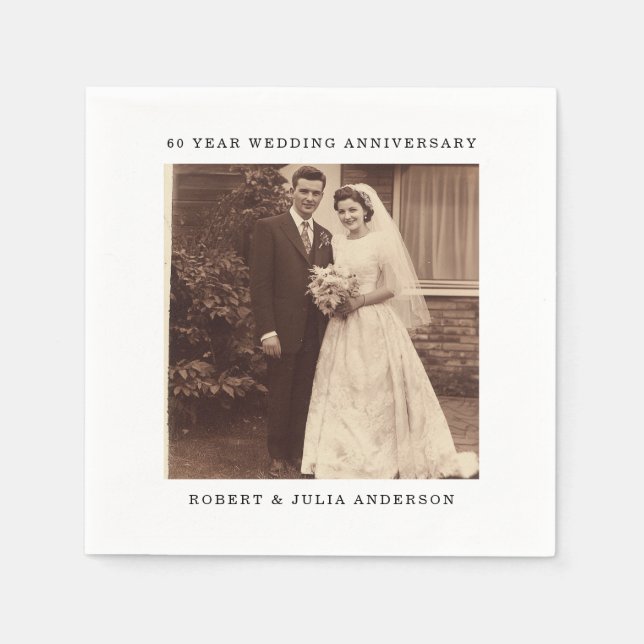 60th Diamond Wedding Anniversary Custom Photo Napkin (Front)