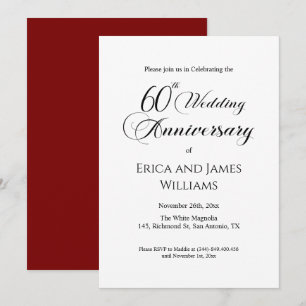 60th Diamond Wedding Anniversary Elegant Script Invitation