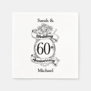 60th Diamond Wedding Anniversary Flowers Napkin