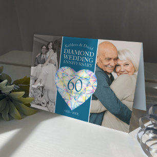 60th Diamond wedding Anniversary heart art Card
