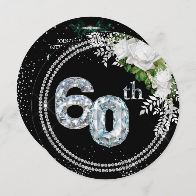 60th Diamond Wedding Anniversary Invitation (Front/Back)