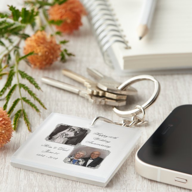 60th Diamond Wedding Anniversary Key Chain (Front Right)