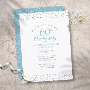 60th Diamond Wedding Anniversary Love Hearts Invitation