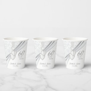 60th Diamond Wedding Anniversary Paper Cups
