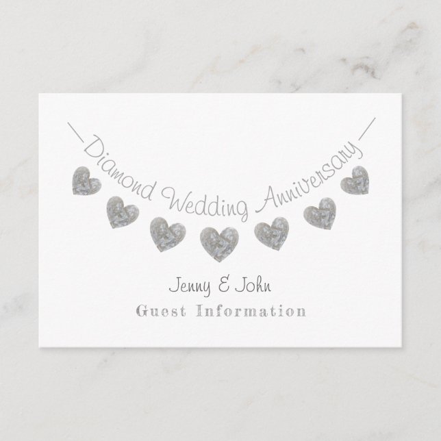 60th Diamond Wedding anniversary party details Enclosure Card (Front)