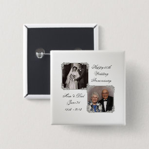60th Diamond Wedding Anniversary Photo Button