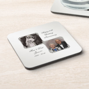 60th Diamond Wedding Anniversary Photo Coasters