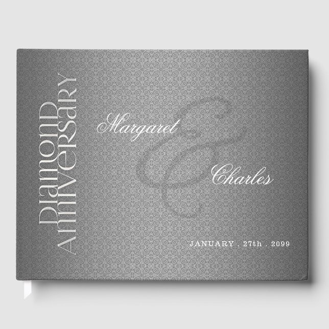 60th Diamond Wedding Anniversary Photo Party Guest Book (Front)