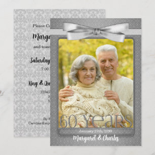 60th Diamond Wedding Anniversary Photo Party Invitation