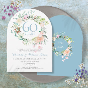 60th Diamond Wedding Anniversary Roses Floral Arch Invitation