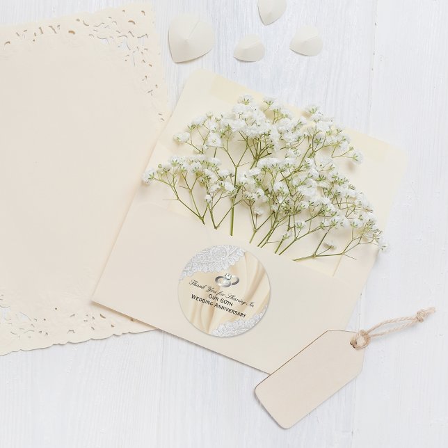 60th Diamond Wedding Anniversary Thank You Classic Round Sticker (Creator Uploaded)