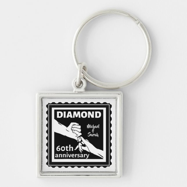 60th diamond wedding anniversary traditional key ring (Front)