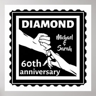 60th diamond wedding anniversary traditional poster