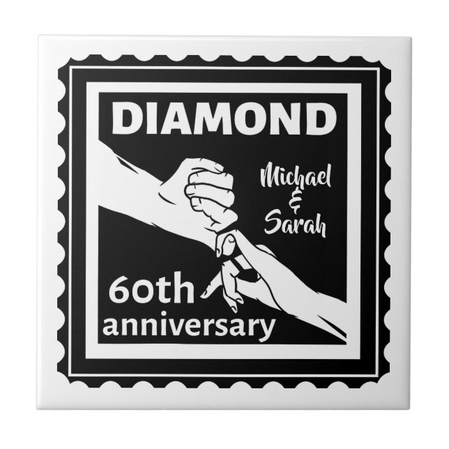 60th diamond wedding anniversary traditional tile (Front)