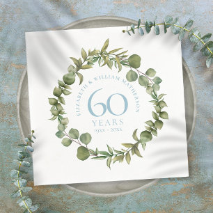 60th Diamond Wedding Anniversary Woodland Greenery Napkin