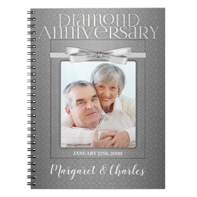 60th Diamond Wedding Annivsersary Guest Spiral Notebook (Front)