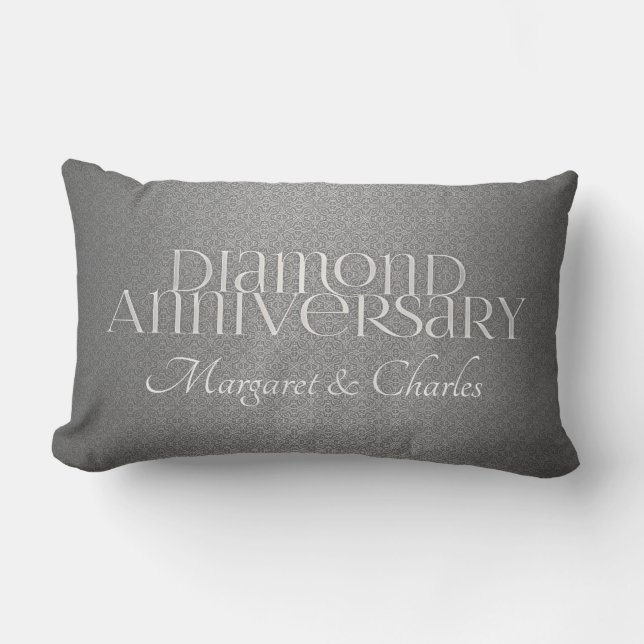 60th Diamond Wedding Annivsersary Lumbar Cushion (Front)
