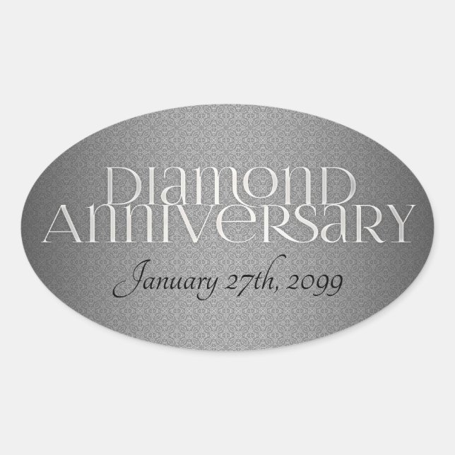 60th Diamond Wedding Annivsersary Oval Sticker (Front)