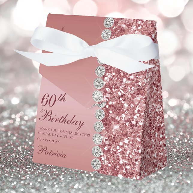 60th Elegant Rose Gold Birthday Favour Box (Creator Uploaded)