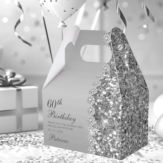 60th Elegant Silver Birthday Favour Box (Creator Uploaded)
