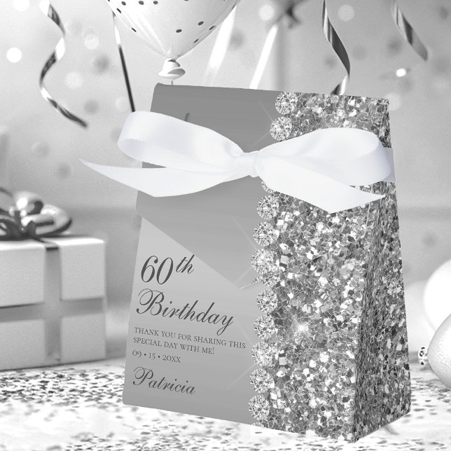 60th Elegant Silver Birthday Favour Box (Creator Uploaded)
