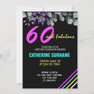 60th Fabulous Birthday Party Celebration Invitation