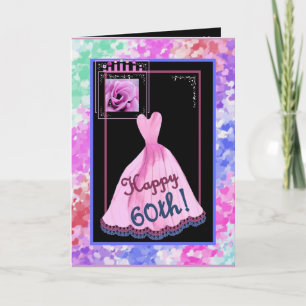 60th Fabulous Birthday with Pink Dress Card