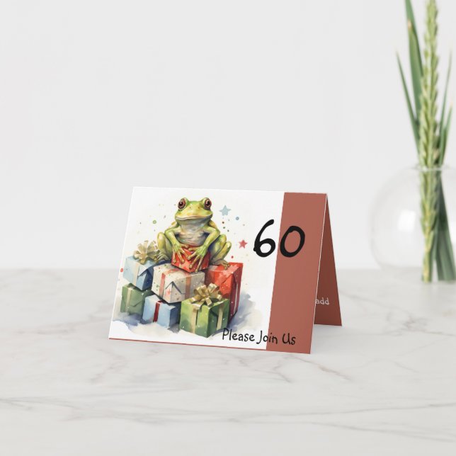 60th Frog Holiday Birthday Invitation (Front)