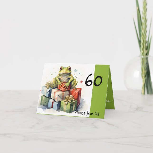 60th Frog Holiday Birthday Invitation (Front)