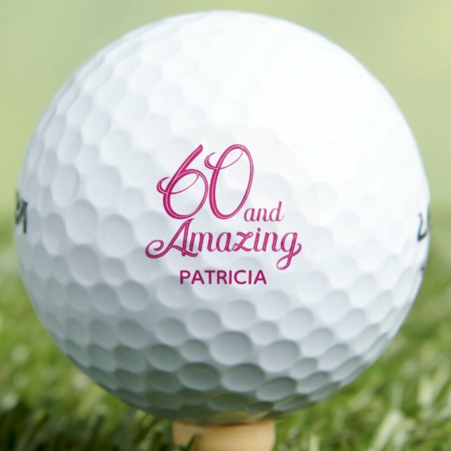 60th Gift for Grandmother Pink Script Amazing Golf Balls (Creator Uploaded)
