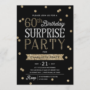 60th Glitter Confetti Surprise Party Invitation