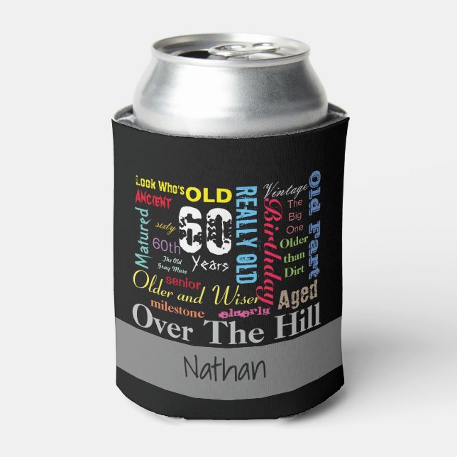 60th Happy Birthday in a Graffiti Style Can Cooler (Can Front)