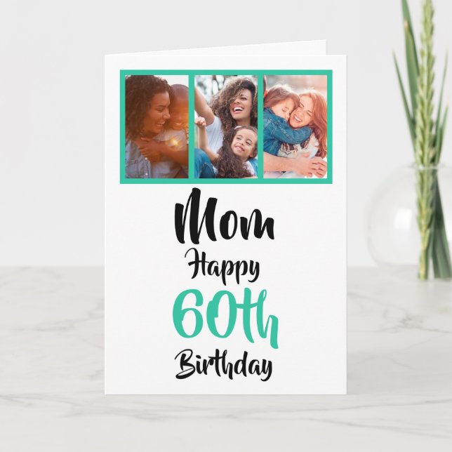 60th happy birthday Mum photo collage Card (Front)