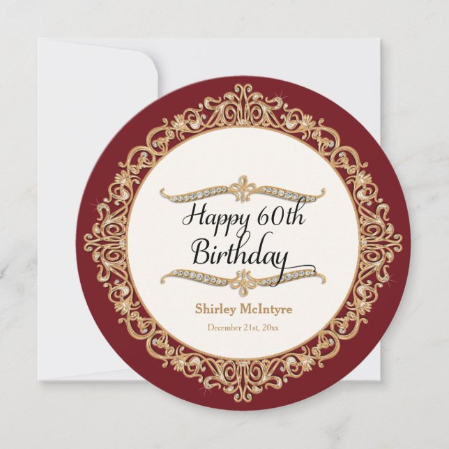 60th Happy Birthday Party Celebration Round Invite (Front)
