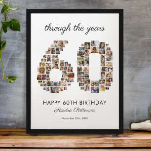 60th Happy Birthday Photo Collage Poster
