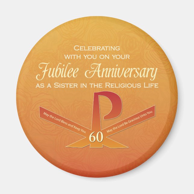 60th Jubilee Anniversary Nun Pax Cross, Orange Magnet (Front)