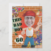 60th Men's Birthday Bad Boy Funny Face Cut-out