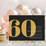 60th Modern Gold and Black Script Birthday Invitation<br><div class="desc">Modern Fun Gold and Black Script 60th Birthday Invitation
Your guests will know that this will be a special party by just looking at this invitation!</div>