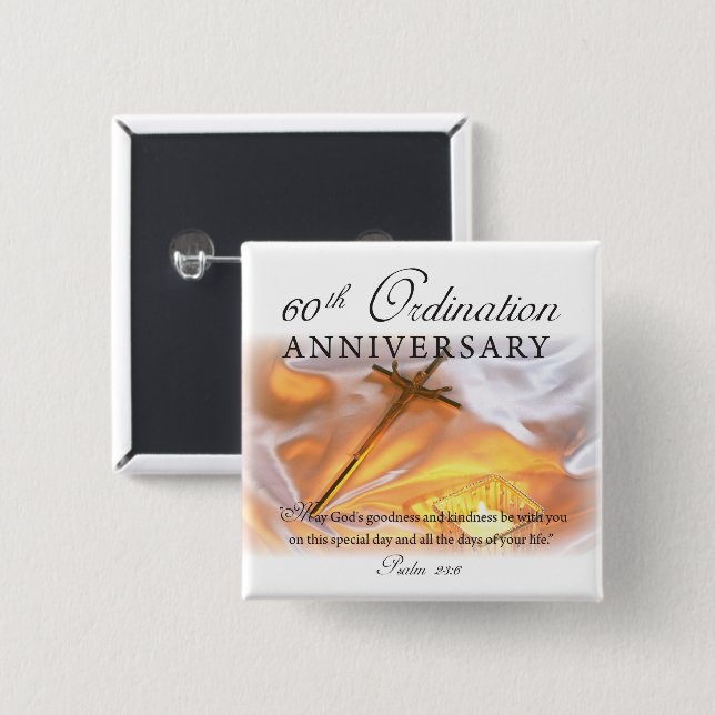 60th Ordination Anniversary, Cross Candle 15 Cm Square Badge (Front & Back)