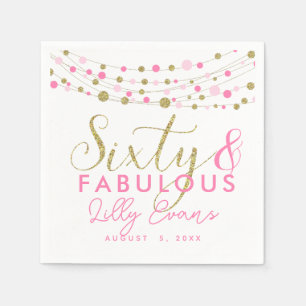 60th party paper napkin decoration, glitter teal