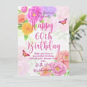 60th Peonies Garden Happy Birthday Card