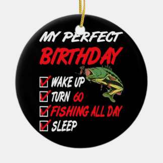 60th Perfect Birthday Fishing 60 Years Old Ceramic Tree Decoration