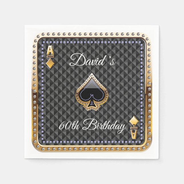 60th Poker Playing Card Casino Birthday Napkins (Front)