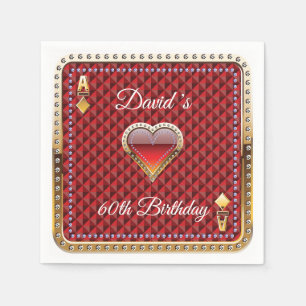 60th Poker Playing Card Casino Birthday Napkins