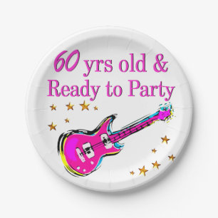60TH ROCK STAR PAPER PLATE