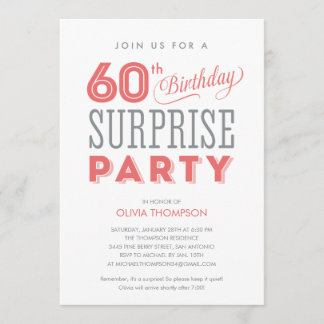60th Surprise Birthday Invitations