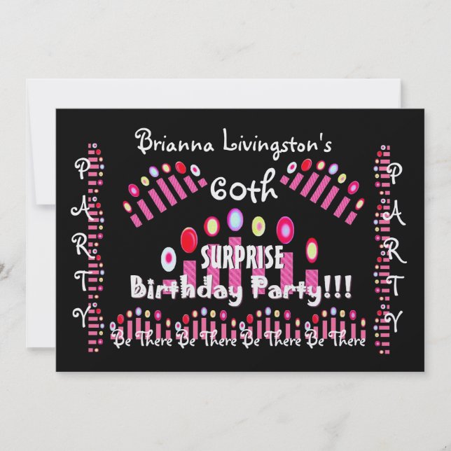60th SURPRISE Birthday Party Candles Invitation (Front)