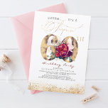 60th Surprise Birthday Party Gold and Burgundy Invitation<br><div class="desc">Surprise 60th birthday party invitation</div>