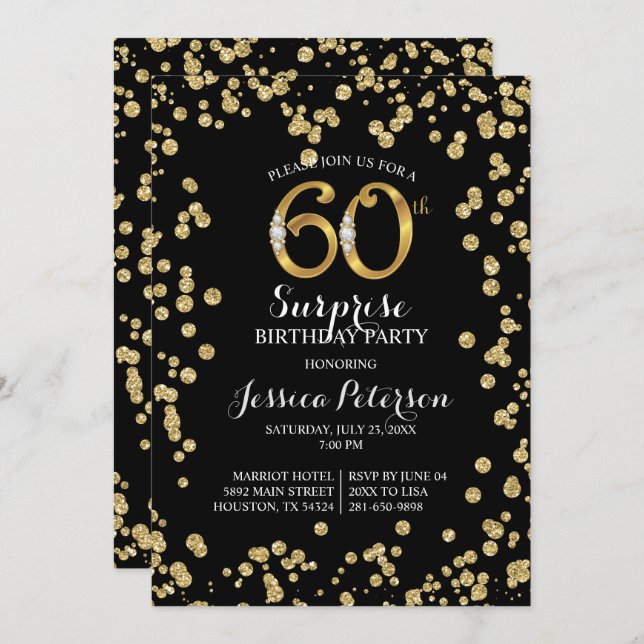 60th Surprise Birthday Party Invitation (Front/Back)