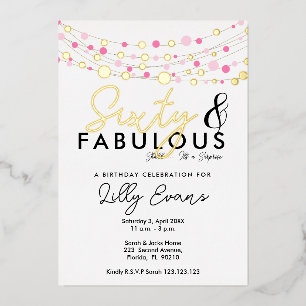 60th surprise birthday party invitation elegant